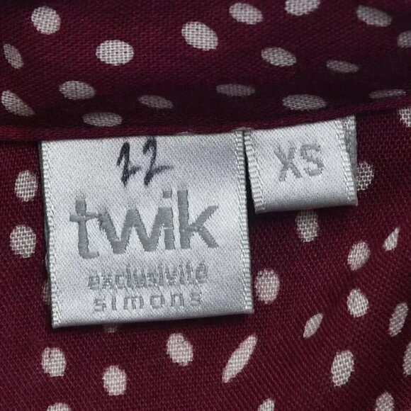 Simons Twik Printed Long Sleeve Blouse Top Rayon Red White Size XS - Picture 6 of 9